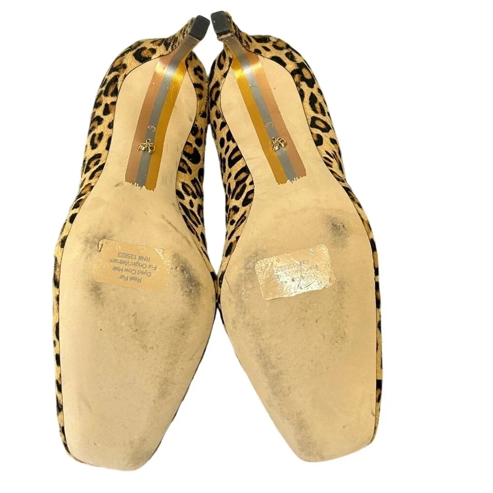 SAM EDELMAN Square Toe Genuine Calf Hair Animal‎ Print Stiletto Heels Size 6